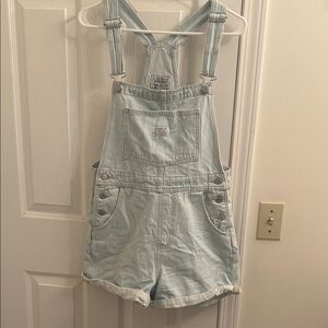 Levi Strauss & Co Two Horse Brand Light Blue Denim Short Overalls Work Clothing